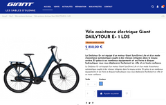 LOT 1 091 – GIANT ENTOUR NEUF E+ 1 LDS – Vélo électrique urbain – 400 Wh