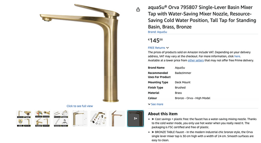 LOT 694 – ORVA 795807 – Mitigeur monocommande lavabo – Gold